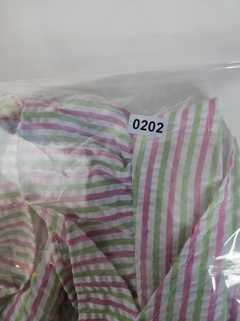 Pink & Green Searsucker Flutter Sleeve Striped V-Neck Peplum Top Smocked Back S - Picture 11 of 12